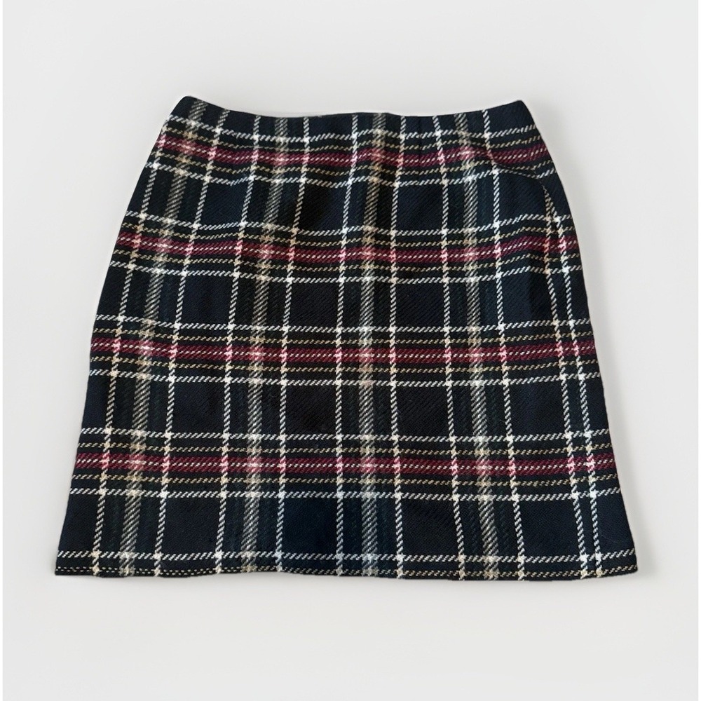VTG Talbots 100% Wool Pencil Skirt Plaid Knee Length Back Zip Women's 10 Petite
